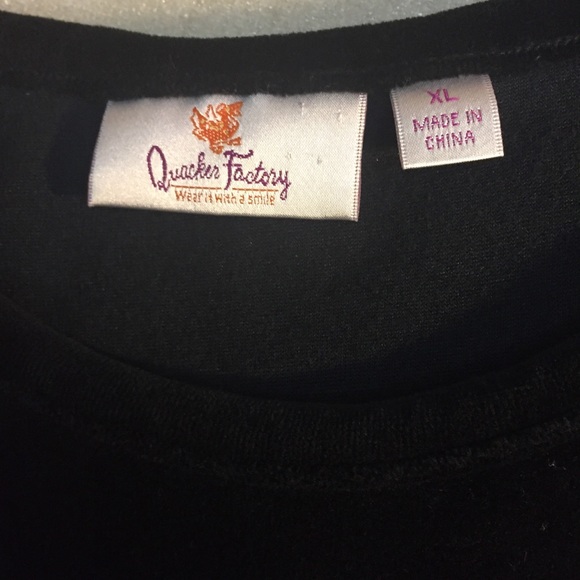 Quaker Factory black velour snowflake top tunic sequined Winter Wonderland XL - Picture 9 of 10